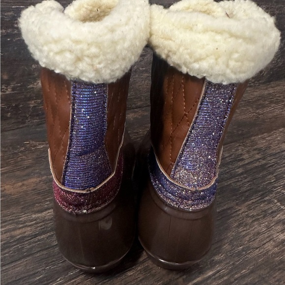 Jessica Carlyle Duck Rain Snow Cozy Brown Quilted Winter Boots - Picture 7 of 13